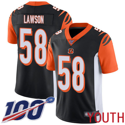 Cincinnati Bengals Limited Black Youth Carl Lawson Home Jersey NFL Footballl #58 100th Season Vapor Untouchable->youth nfl jersey->Youth Jersey